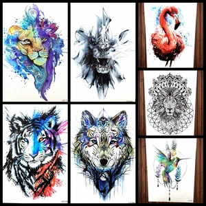 Временная татуировка King of Lion, индийская Этническая водостойкая поддельная флеш-тату-наклейка для мужской боди-арт, Женская татуировка на руку, Сфинкс