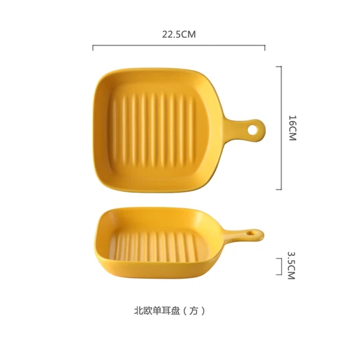 Nordic home oven dish baking tray Creative with handle ceramic dish barbecue deep dish kitchen tableware - Цвет: 10