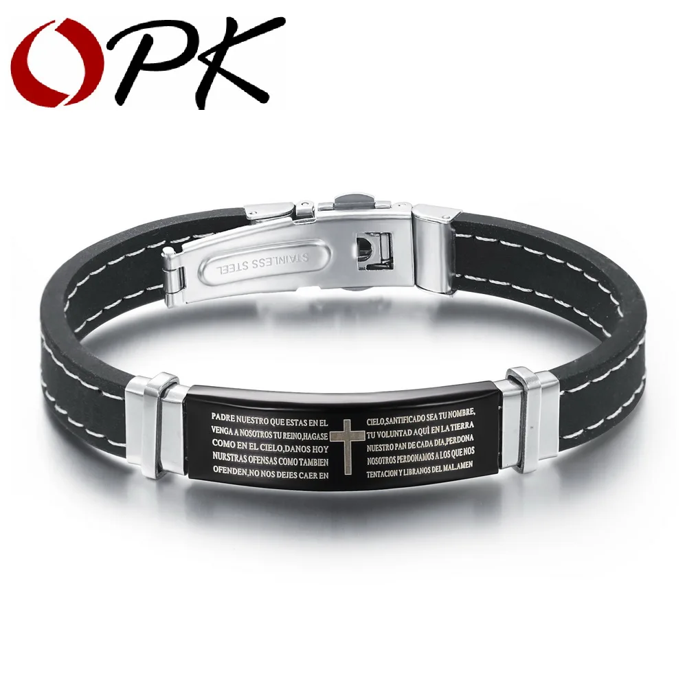 OPK МОДНЫЕ черные силиконовые мужские браслеты винтажные Религиозные Иисус