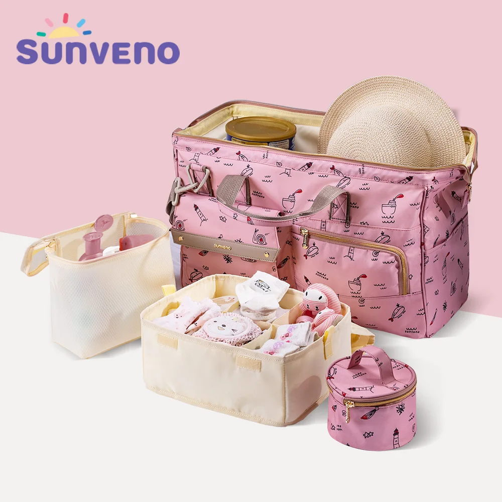 Sunveno большой Ёмкость пеленки сумка для Водонепроницаемый 4 шт./компл. модные мать сумка рюкзак для беременных детская дорожная сумка