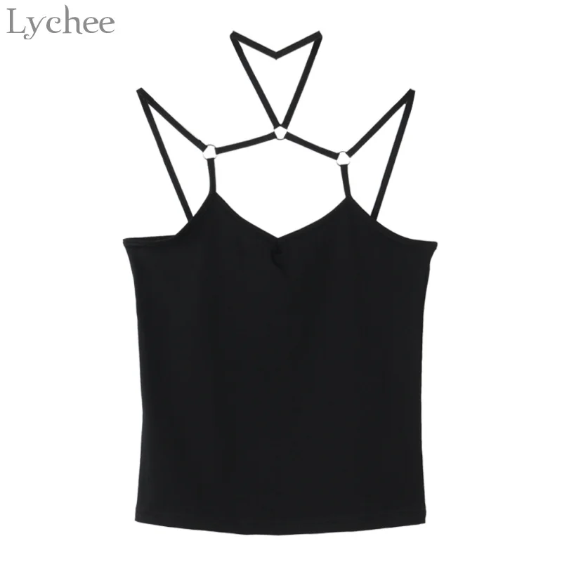 Lychee, сексуальная летняя женская майка, кольцо, крест, повязка, Топики, Харадзюку панк готика, топы без рукавов, женские