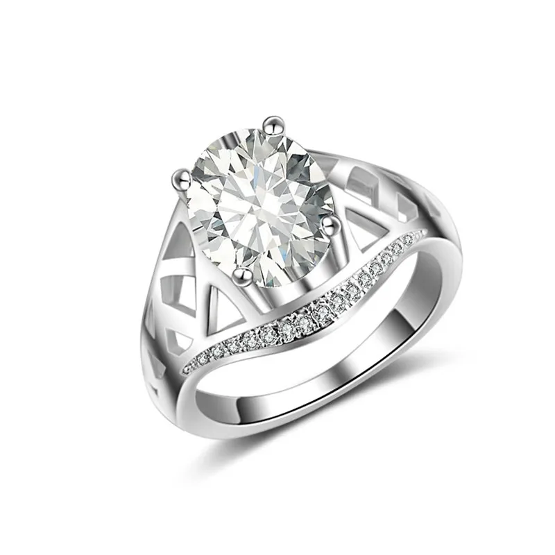 Популярные AAA Кубический Циркон Женщины Большой Mesh Обручальные Кольца Platinum