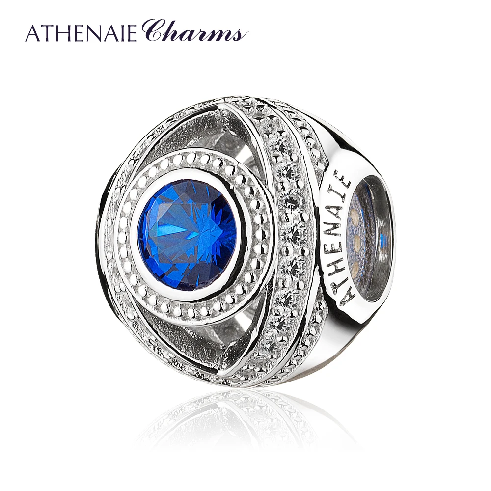 ATHENAIE, 925 пробы, серебряные, с глазом, голубые, прозрачные, CZ, бусины, подвески, подходят для европейских женщин, браслеты, рождественский подарок, ювелирные изделия