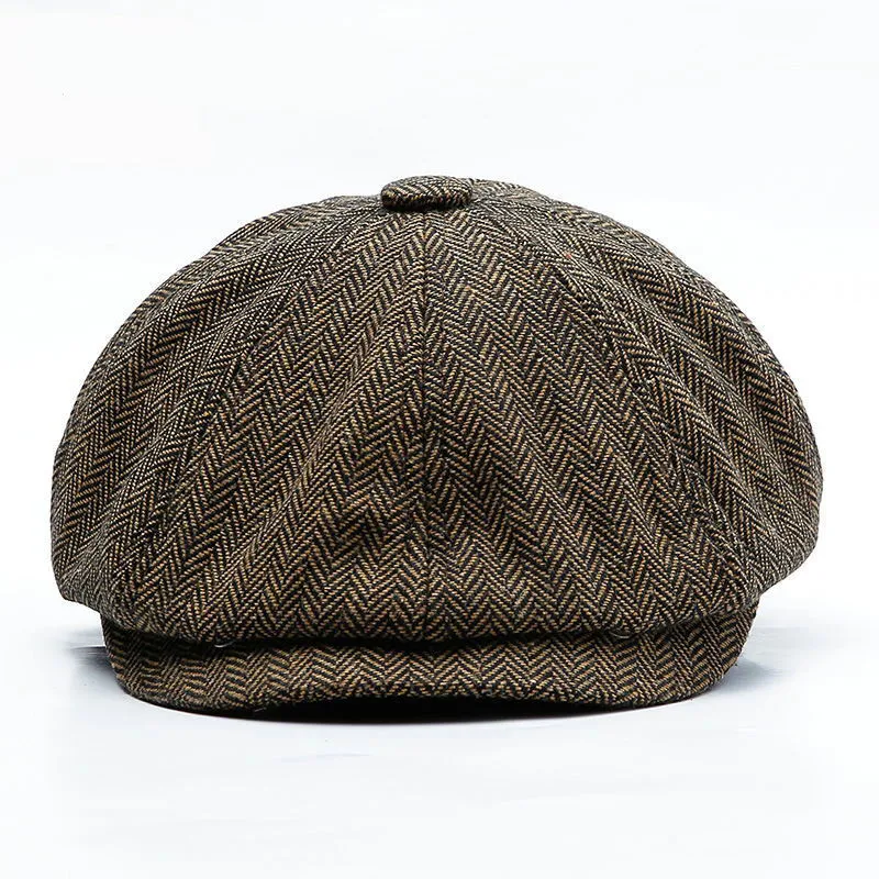 

Unisex Autumn Winter Newsboy Caps Men And Women Warm Tweed Octagonal Hat For Male Detective Hats Retro Flat Caps chapeau