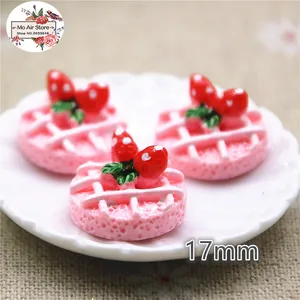 10 шт. 17 мм полимерный розовый клубничный торт плоская спина, Кабошон Художественное украшение небольшой талисман ремесло