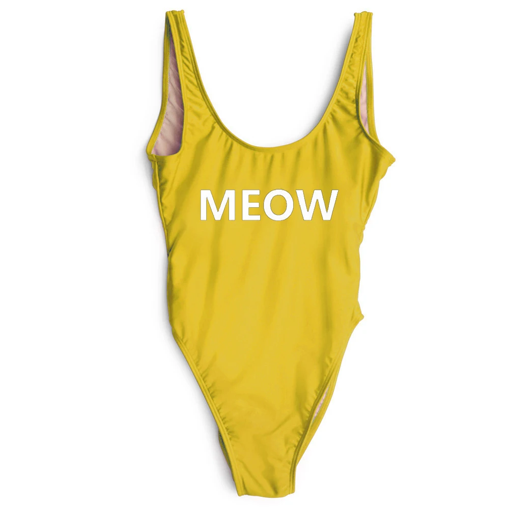

Meow цельный костюм, женский сексуальный боди, комбинезон, купальный костюм с открытой спиной, купальник с высоким вырезом, пляжная одежда, ми...