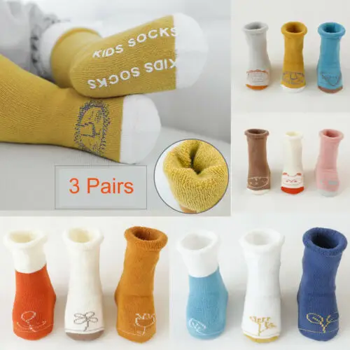 3 пары носки для маленьких мальчиков хлопковые девочек теплые новорожденных и