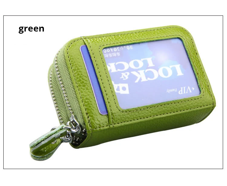 green Женские кошельки, натуральная кожа, двойная молния, кошелек для карт, маленький кошелек, Женский кошелек-визитница, Feminina, держатель для карт, Pasjeshouder - Цвет: green