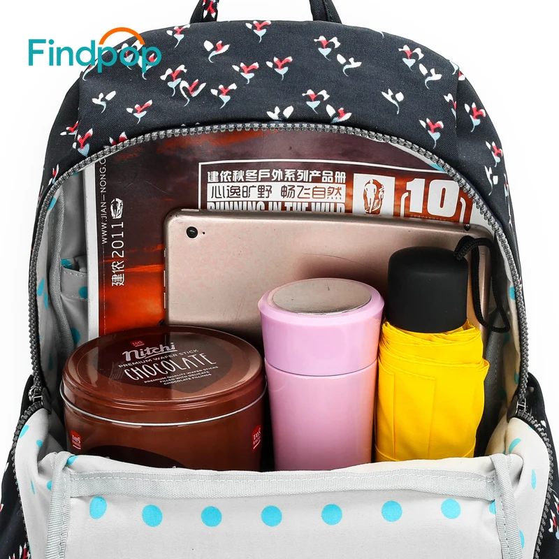 Findpop, складной рюкзак с принтом, сумка для женщин, новинка, Холщовый Рюкзак, женский, водонепроницаемый, большой емкости, повседневный рюкзак, Mochila