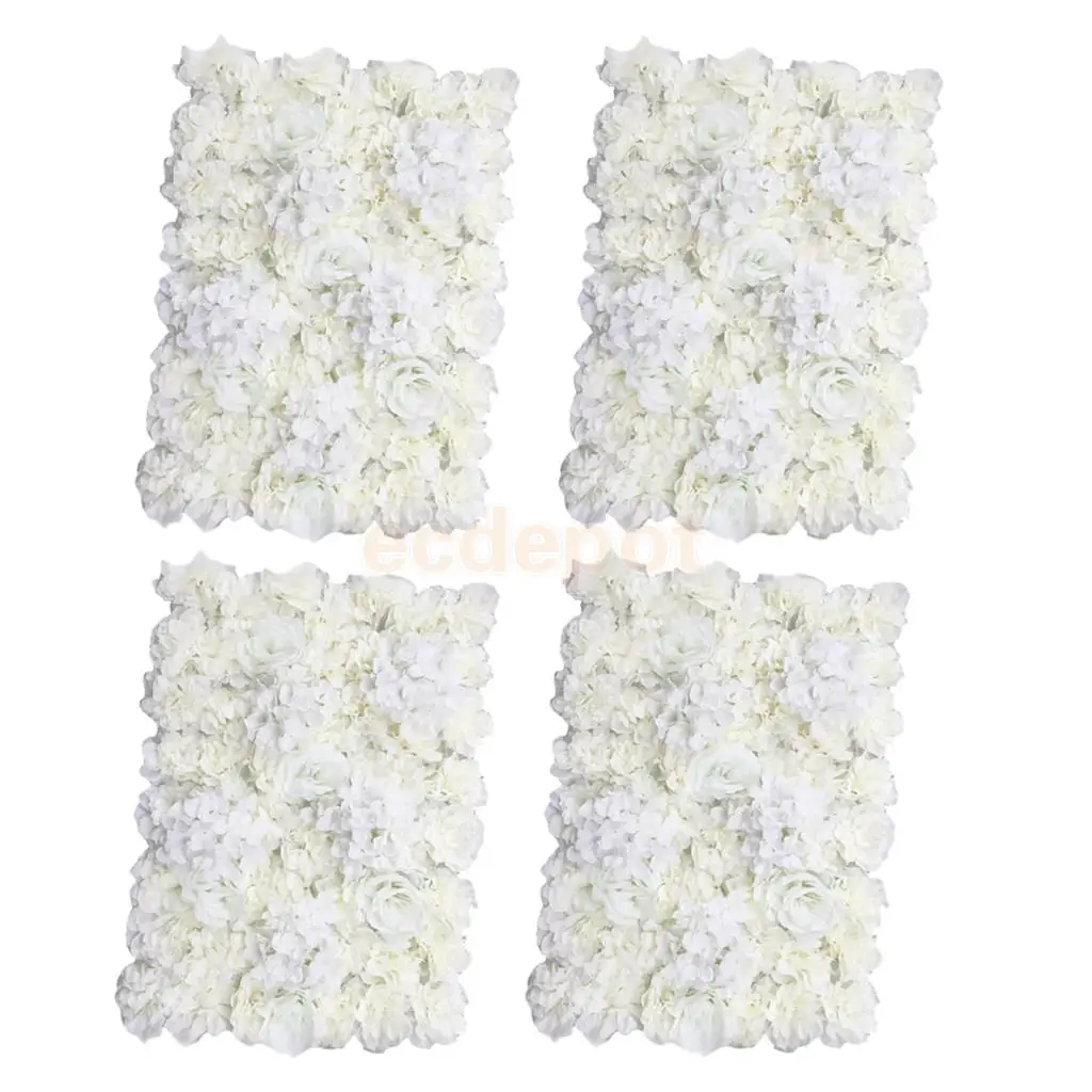

MagiDeal 4 pieces Artificial Flower Wall Wedding Venue Flower Pillar Main Road Decor Cream