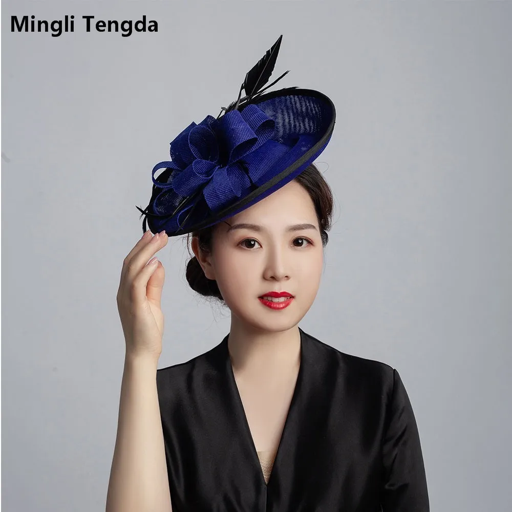 Mingli Tengda Свадебная фотография Реквизит Портретные вечерние шляпа для банкета элегантный женский головной убор Свадебные аксессуары Лен Плюм смешанных цветов