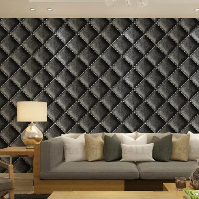 3D Кожа мягкая сумка ромб гостиная обои современный телевизор фоне стены
