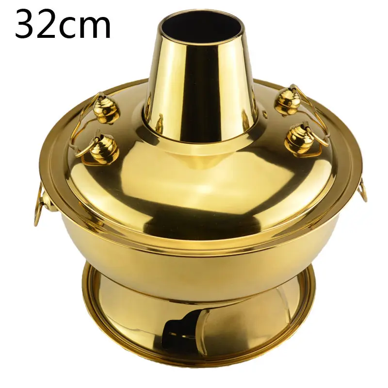 goldin 3.8l нержавеющая сталь золотой уголь hotpot жаровня блюдо монгольский ягненок Пекин традиционная плита для пикника плита - Цвет: goldin