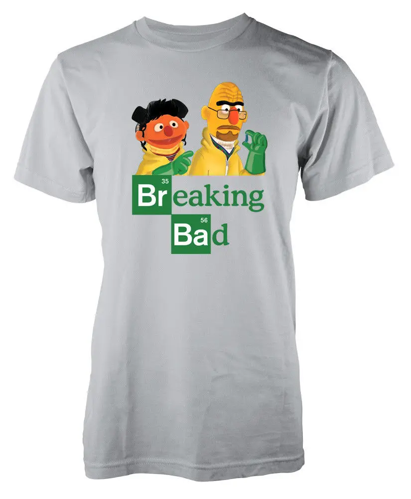 Мужская хлопковая футболка с круглым вырезом и коротким рукавом Sesame Breaking Street Bad