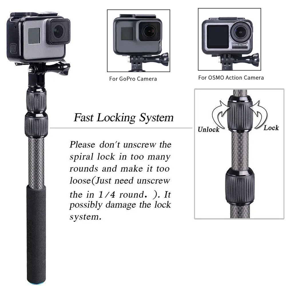 Smatree S3C съемный раздвижной плавающий полюс из углеродного волокна для GoPro Hero