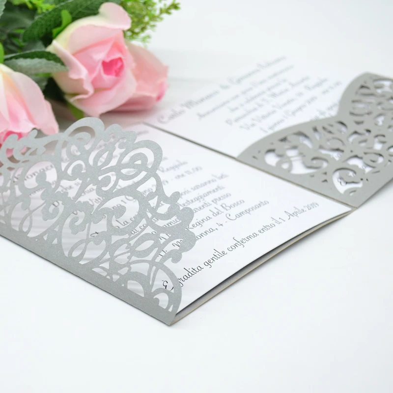 

Luxurious Pocket Wedding Inivitation Card Decorations Laser Cut