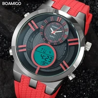 men sports watches boamigo brand digital watches military quartz watches red rubber gift waterproof wristwatches reloj hombre