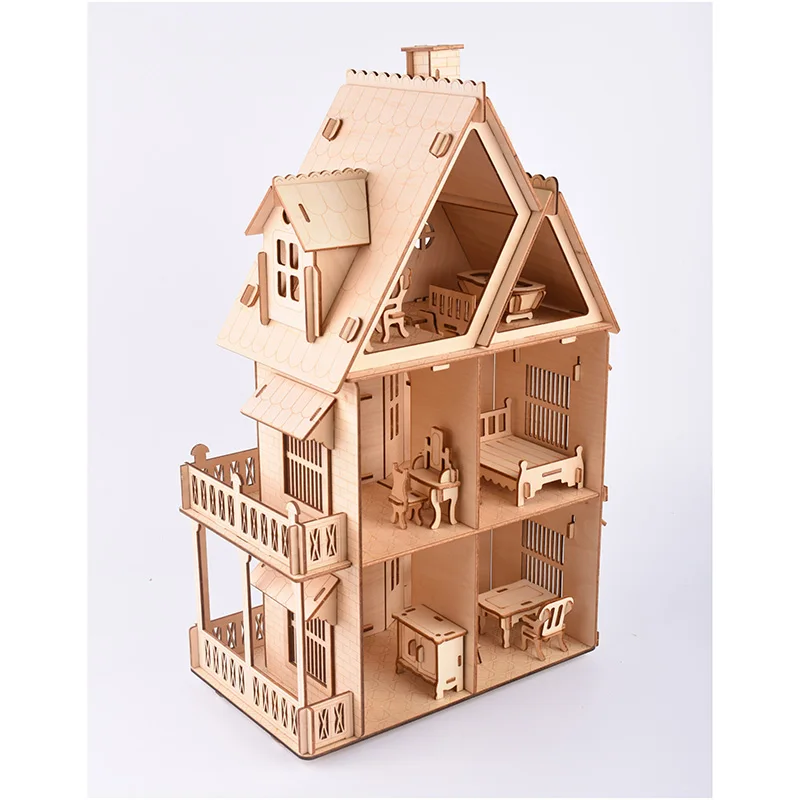 Лазерная резка модели игрушки пазлы в готическом стиле дом 3D деревянные