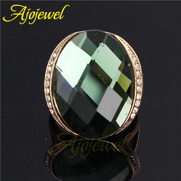 Бренд Ajojewel, роскошное кольцо с большим кристаллом для женщин и мужчин, простое Золотое Ювелирное кольцо зеленого цвета/цвета шампанского