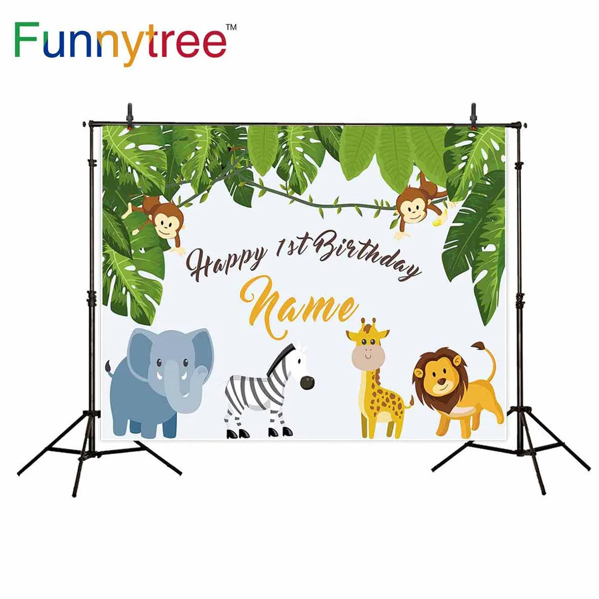 Фон для фотосъемки на 1 й День рождения Funnytree студийный сафари джунгли вечеринка