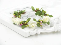 6pcslot ivory corsage artificial flower bracelet for bridesmaids boho wedding hand accessories for women wrist band handmade