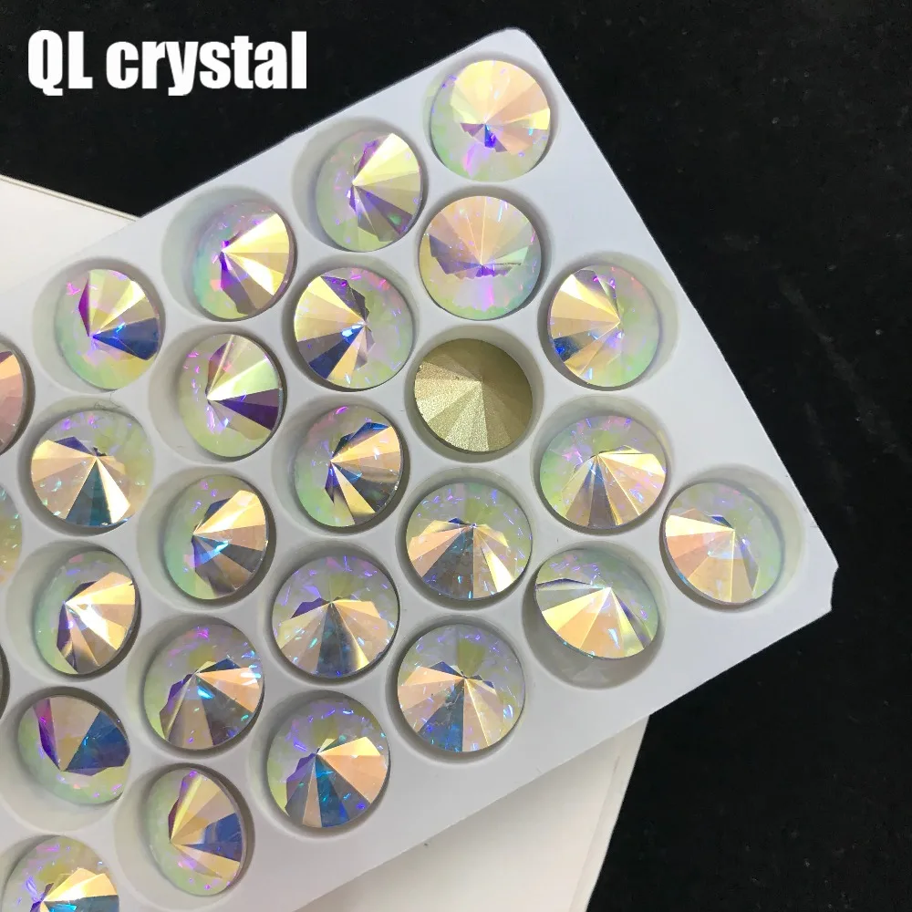 Wholesale All Sizes Colors AB Round Rivoli glue on Rhinestone pointback Glass Crystal Sew-on Stone for DIY clothes material | Дом и сад