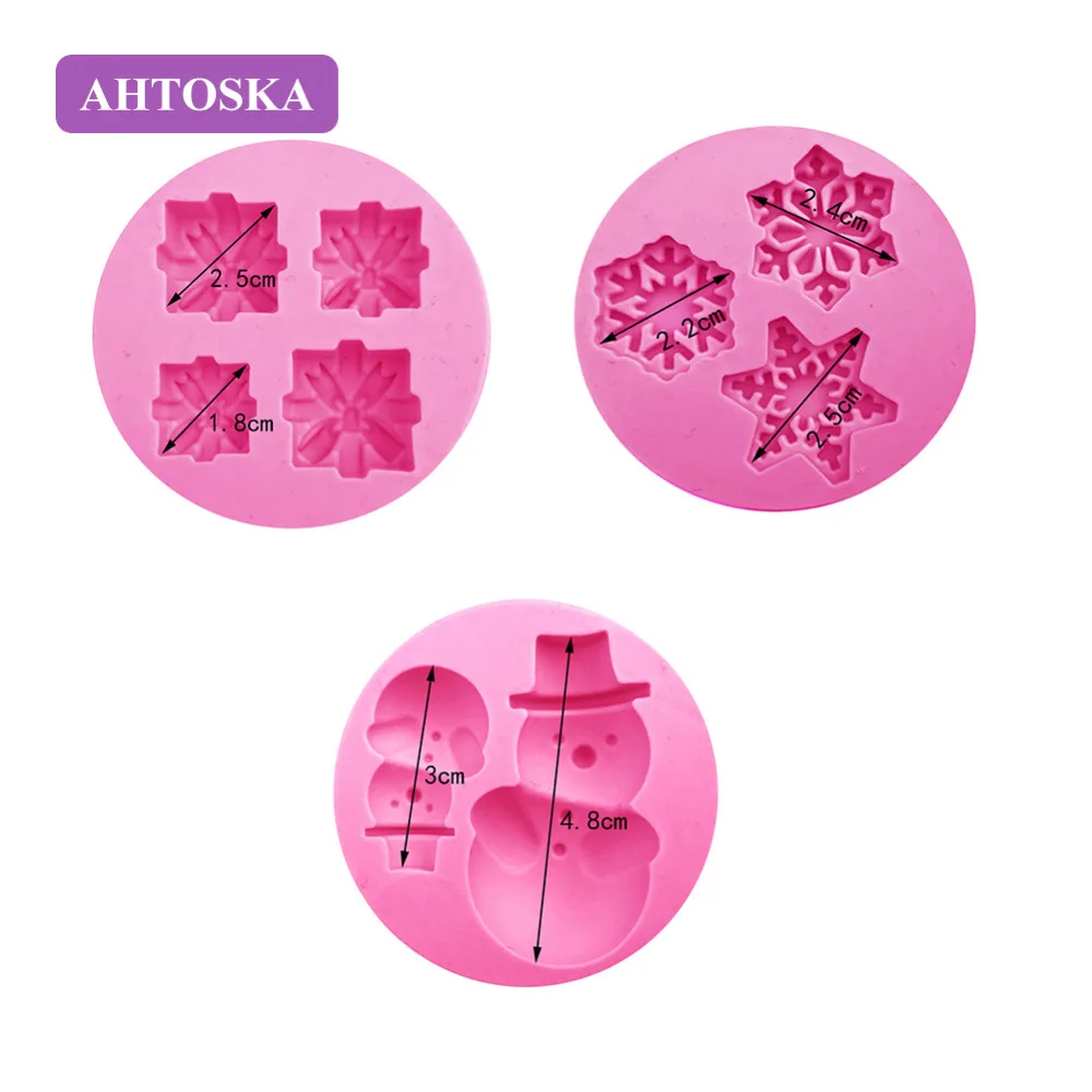AHTOSKA 5 Шшт./компл. Рождество Торт Плесень Помадка Желе Листья Снежинка