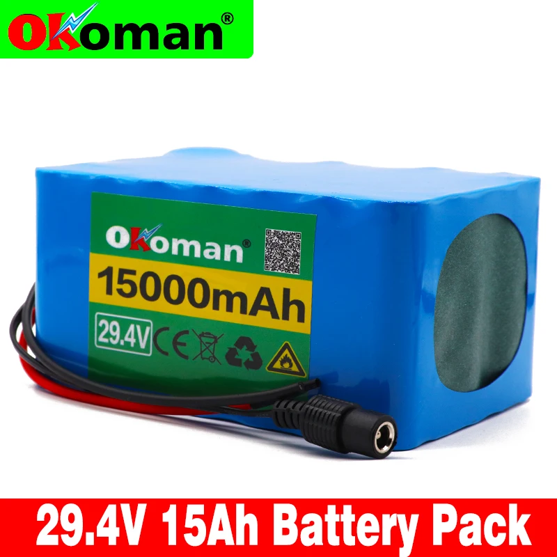 Okoman 7S5P 24 В 15Ah аккумулятор 250 Вт 29,4 В 15000 мАч литий-ионный аккумулятор подходит для инвалидных колясок мощность для электрического велосипеда
