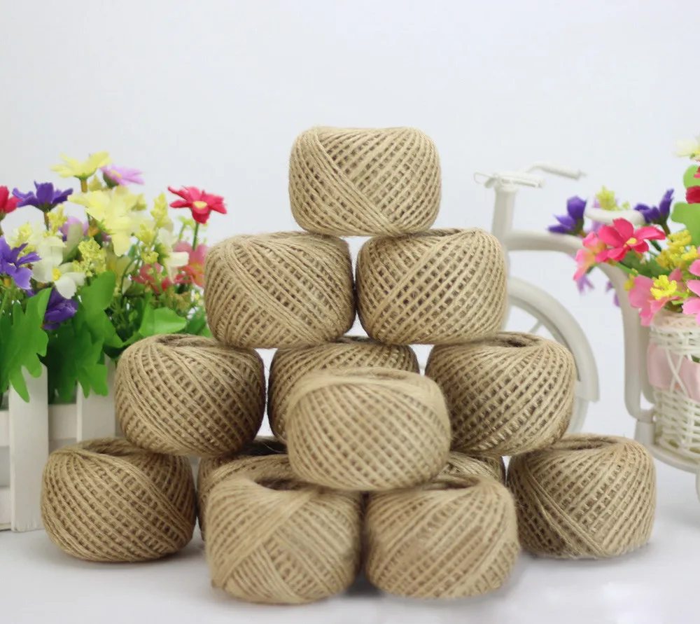 Новое поступление 50 м МТС мягкий натуральный коричневый джут Hessian Мешковина деревенский шпагат сизаль шнур