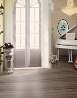 white hall flowers wooden floor piano photography backdrops photo props studio background 5x7ft