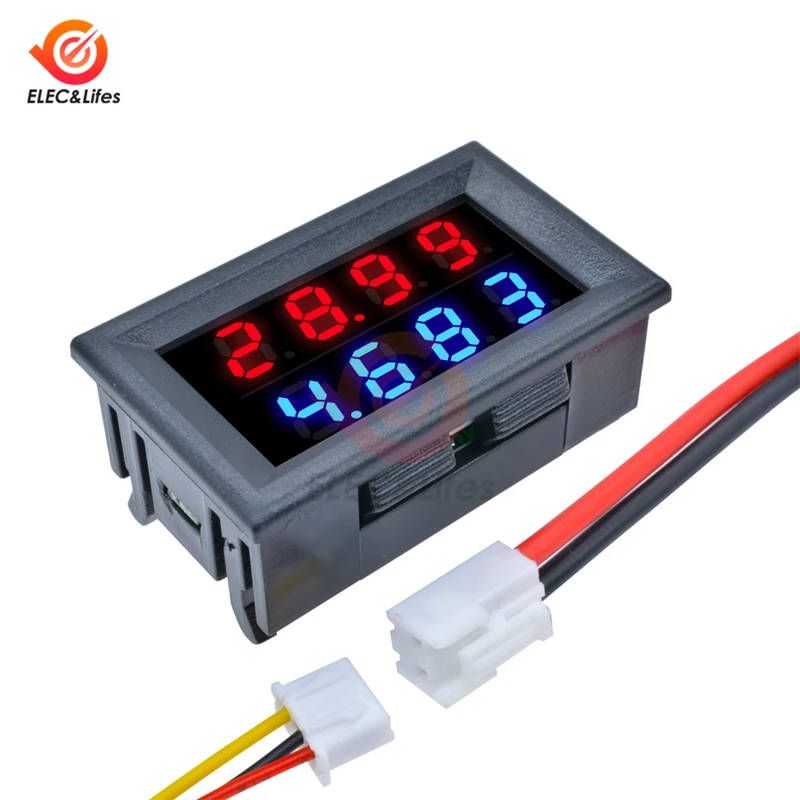 Mini Detector Digital de voltímetro CC, amperímetro, ajustable, DC 200V 100V 10A, medidor de corriente de voltaje, Panel de alimentación, pantalla LED Doble