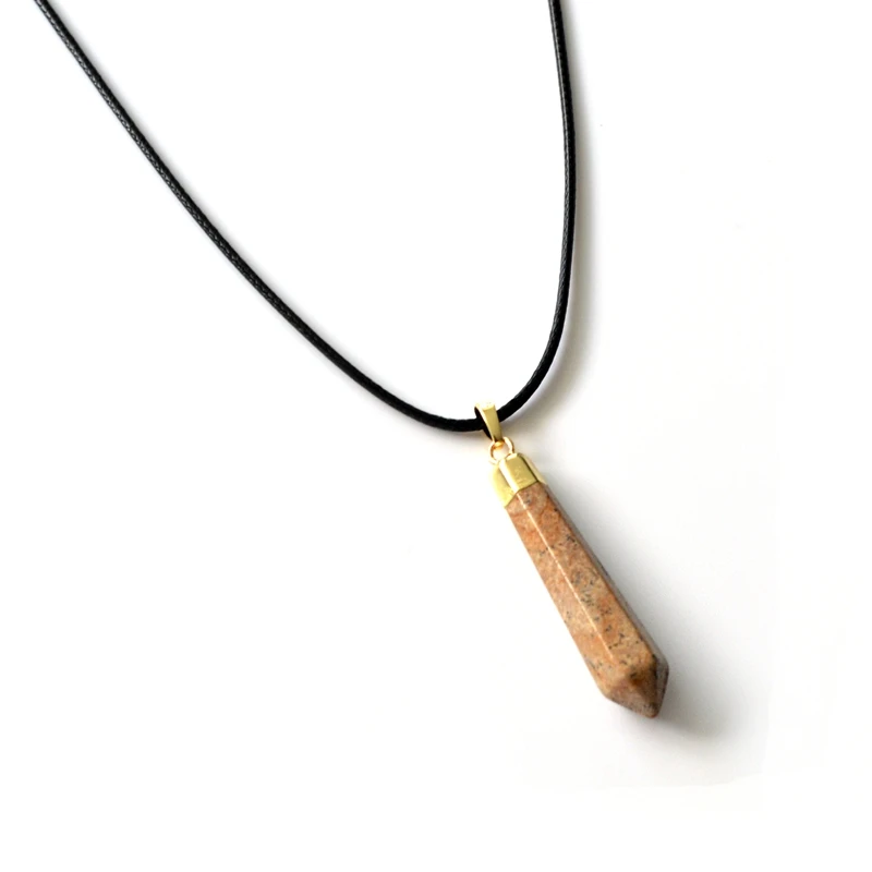 Подвески из натурального камня Золотая Кепка с кристаллом ожерелье подвеской