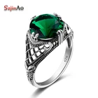 Szjinao круглые кольца для женщин винтажное Изумрудное кольцо с зеленым камнем 925 пробы серебряные ювелирные изделия оптовая продажа сертификат подарок