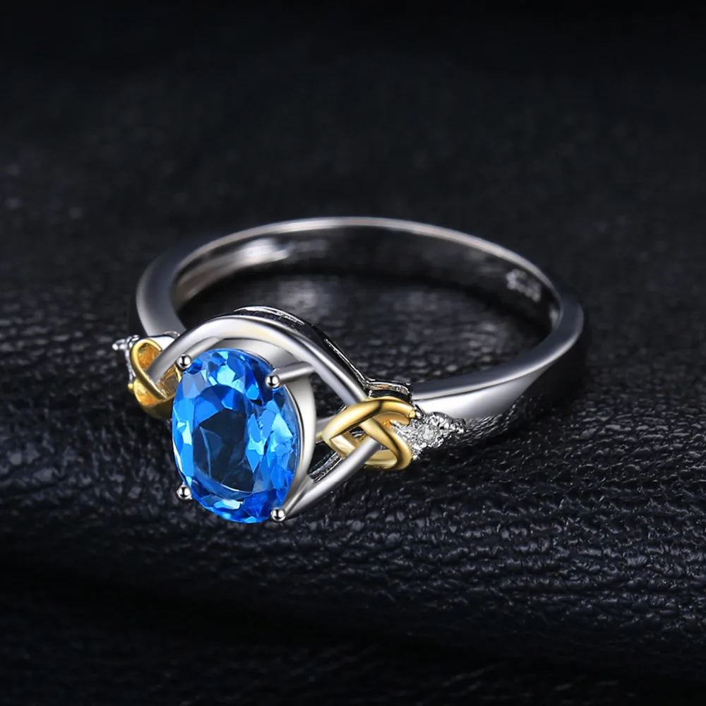 JewelryPalace Любовь Сердце Узел 1.5ct Природный Голубой топаз настоящий бриллиант