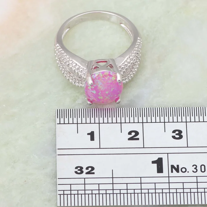 Вечерние кольца для женщин Розовый огненный опал серебряный цвет Ювелирное