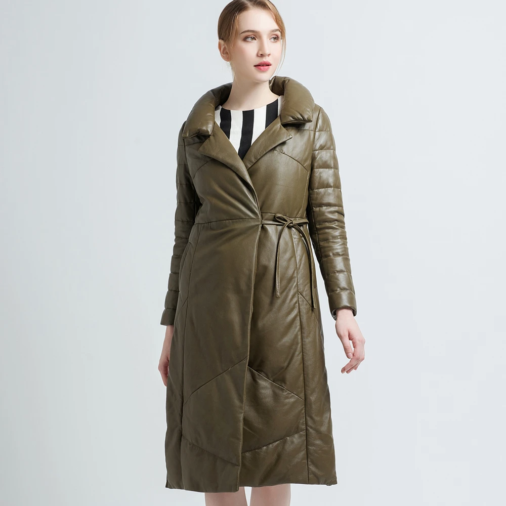 Gours/пальто из натуральной кожи на утином пуху для женщин черные куртки овчины