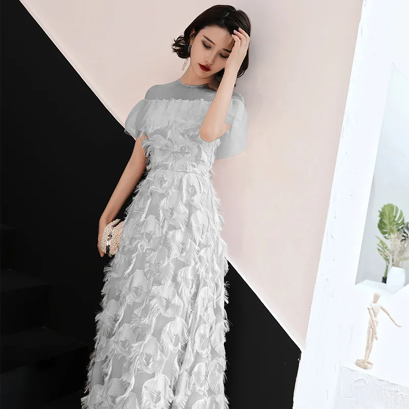 Модное Вечернее платье, элегантное, Vestidos de fiesta de noche, свадебное, вечернее платье для особых случаев ES1615 - Цвет: Серый