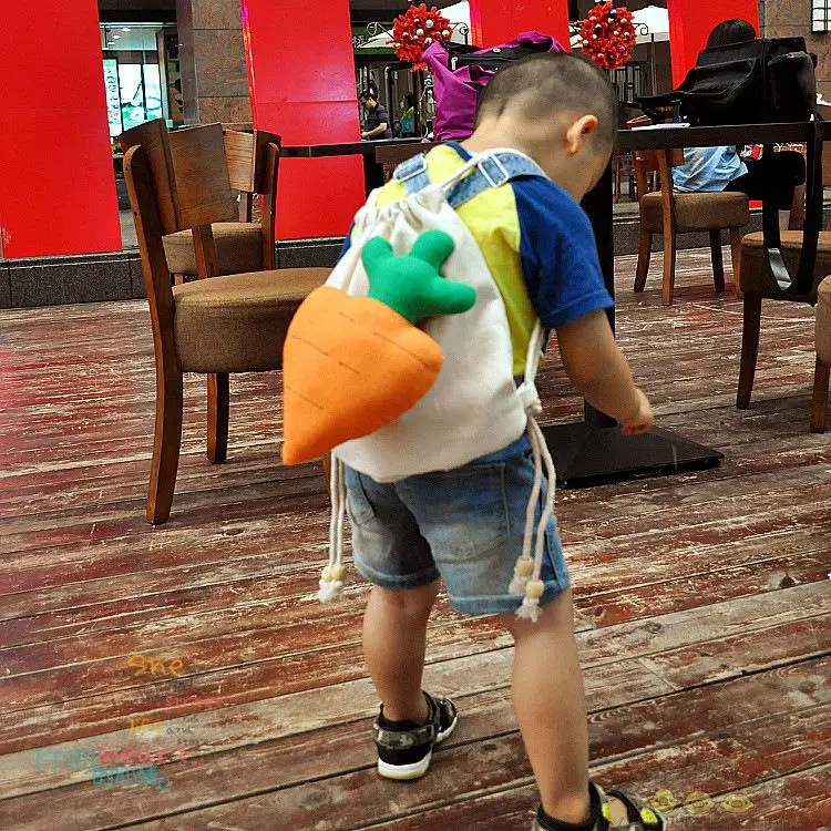 Мода строка дизайн симпатичные морковь холст дети школьный рюкзак сумки на