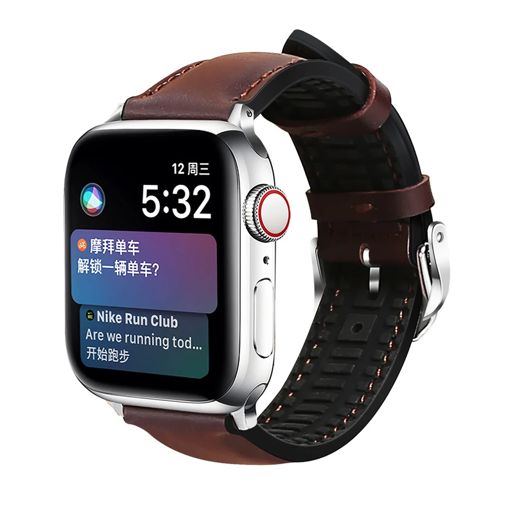 DARK BROWN COLOR Кожаный силиконовый чехол для наручных часов iwatch, браслет, ремешок для Apple Watch, 42 мм, 38 мм, 40 мм 44 спортивный браслет для Series 1/2/3/4/5 ремешок для часов - Цвет ремешка: DARK BROWN COLOR