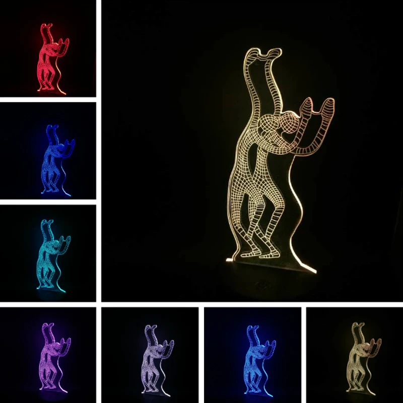 Amore Новинка 2018 домашний декор Йога Танцы 3D лампа ночник Светодиодная USB