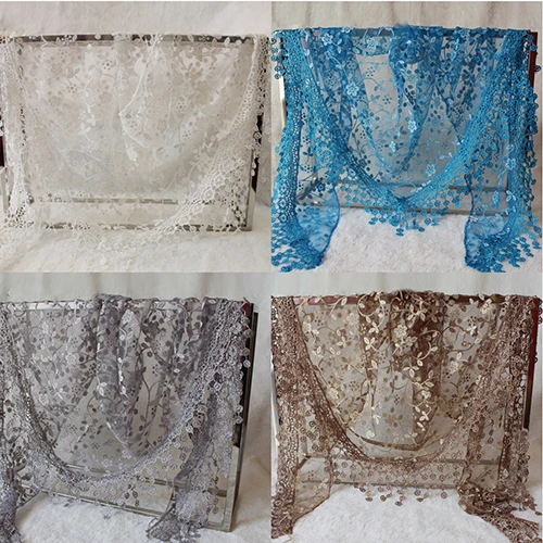 Элегантный треугольный цветочный кружевной шарф женская кисточка модный