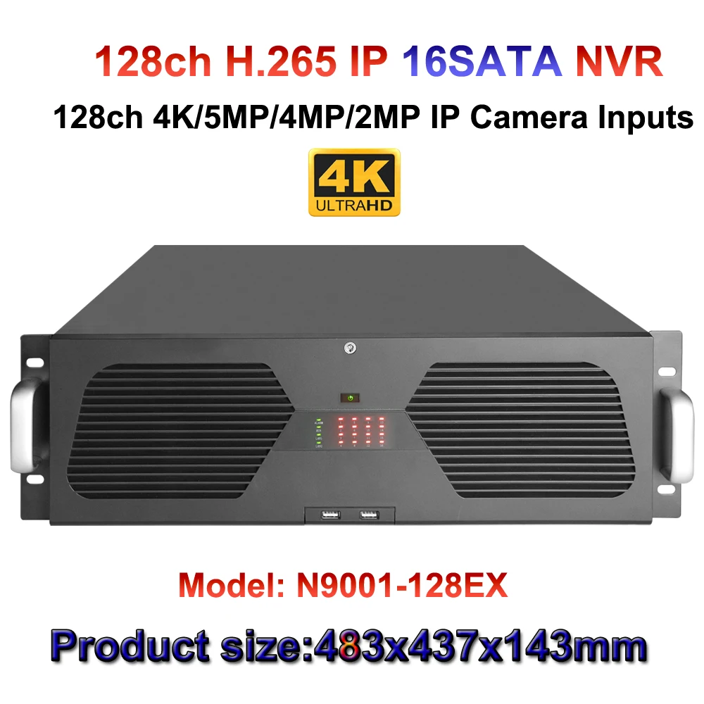 Сетевой видеорегистратор 128 каналов поддержка 4K/5MP/3MP/1080P/720P/D1 16HDD с 2 портами SATA NVR