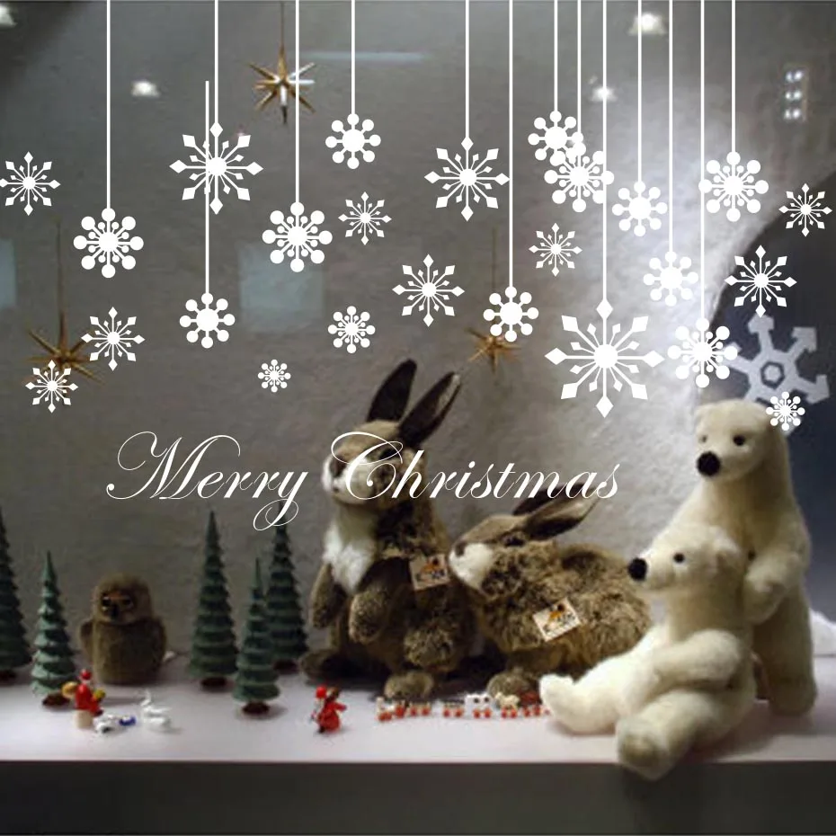 Merry Christmas снежинка шаблон Настенная Наклейка сделай сам Фестиваль подарки