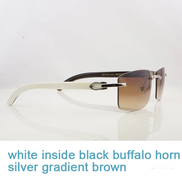 whiteblk silverbrown Мужские солнцезащитные очки, настоящие роговые очки buffalo, без оправы, белые и черные квадратные мужские очки Carter, оптические оттенки, Заполните рецепт - Цвет линз: whiteblk silverbrown