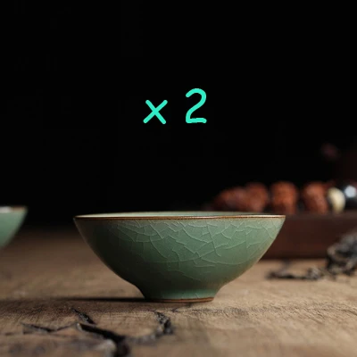 A 2 шт. 65 мл фарфоровая чашка Китайский Longquan Celadon чайные чашки чаша Китай Celadon Crackle чайная чашка чашки Золотая Рыба чайный набор наборы - Цвет: A