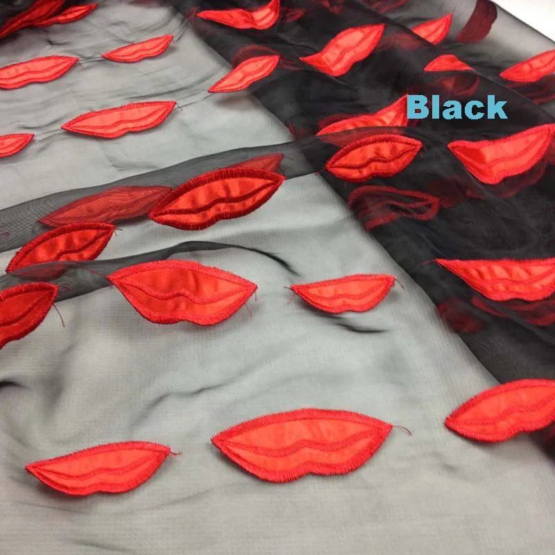 Поделки африканских органза вышивка губ ткань тканевое платье Блузка юбка