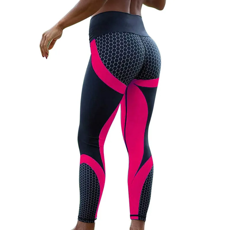 

Geometric honeycomb digital printing hip high waist sports leggings breathable sweat fitness leggings slim leggings