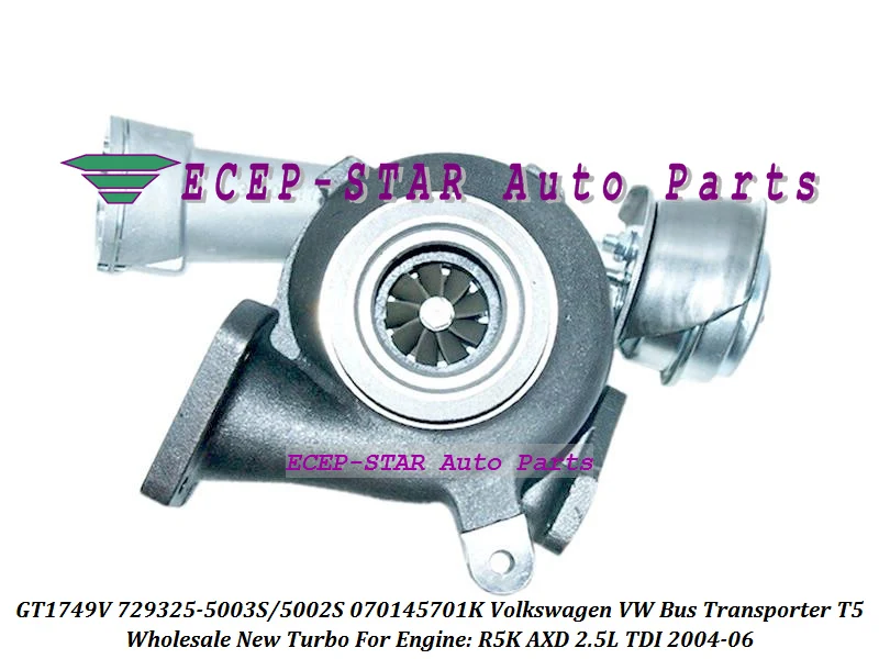 Турбо GT1749V 729325 5003S 5002S 070145701K 070145701KX 070145701KV для автобуса VW транспортера T5 2004 R5K AXD