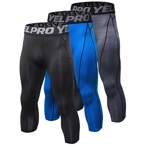 black blue grey Yuerlian US Local, 3 шт., мужские компрессионные штаны, термобелье, крутые, сухие, спортивные колготки, леггинсы, колготки для бега - Цвет: black blue grey