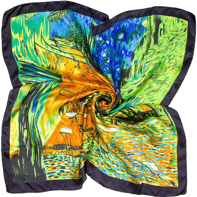 100% шелковый шарф женский головной платок для кафе шелковая большая бандана 2019